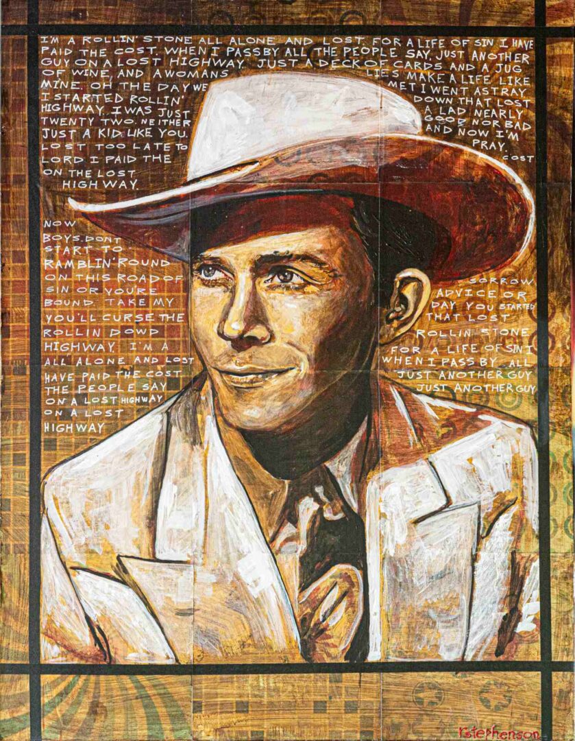 Hanks Williams Portrait With Wording With Artwork