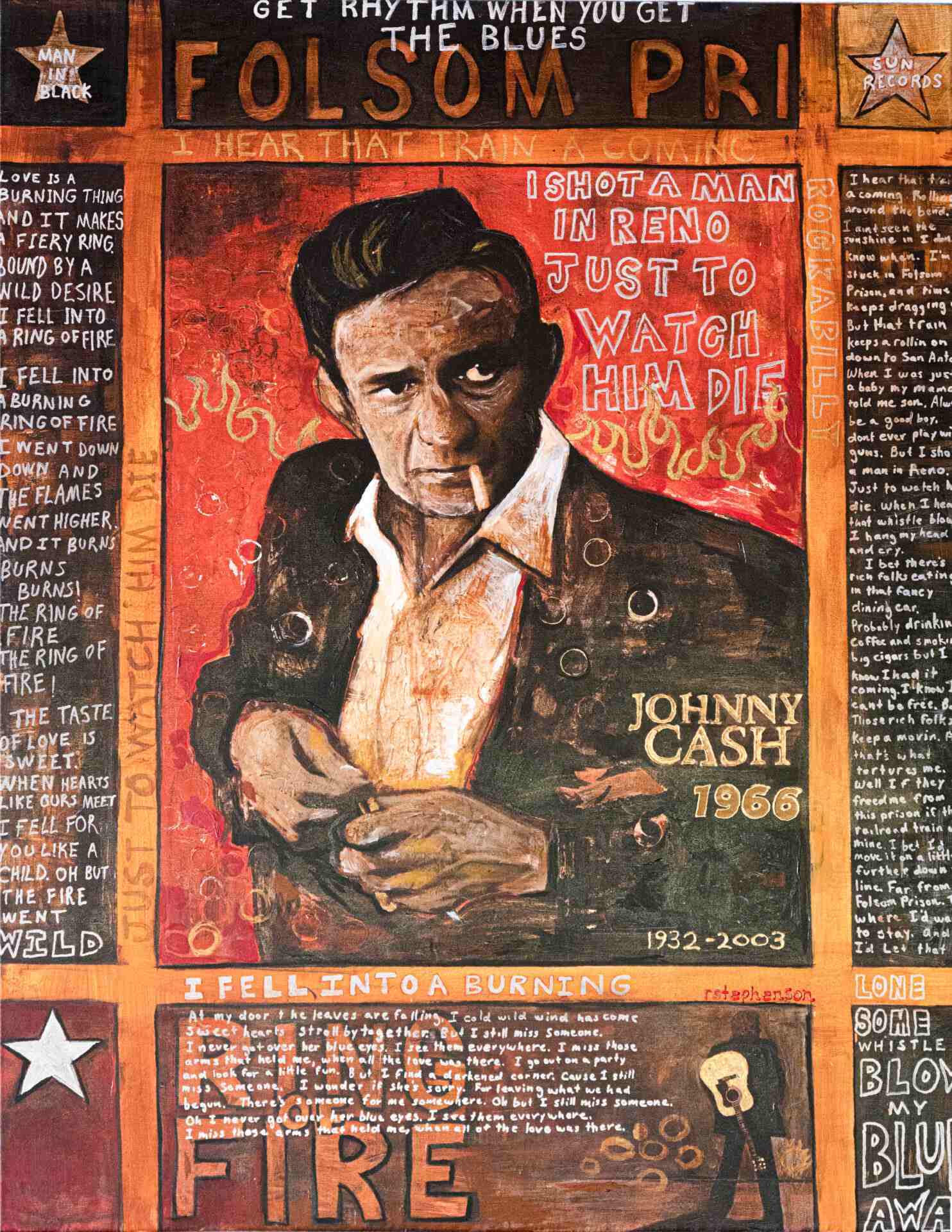 Johnny Cash Folsom Prison Artwork With Wording
