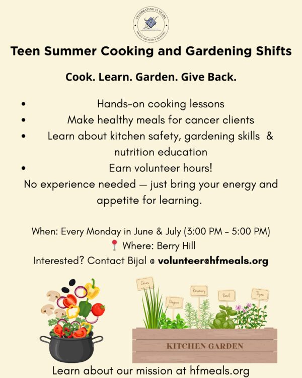 Teen Summer Cooking and Gardening Shifts 2025